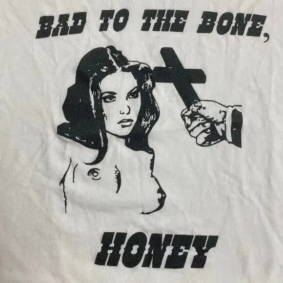 Bad To The Bone Honey Novelty Crop Top Halloween Small - Picture 2 of 2